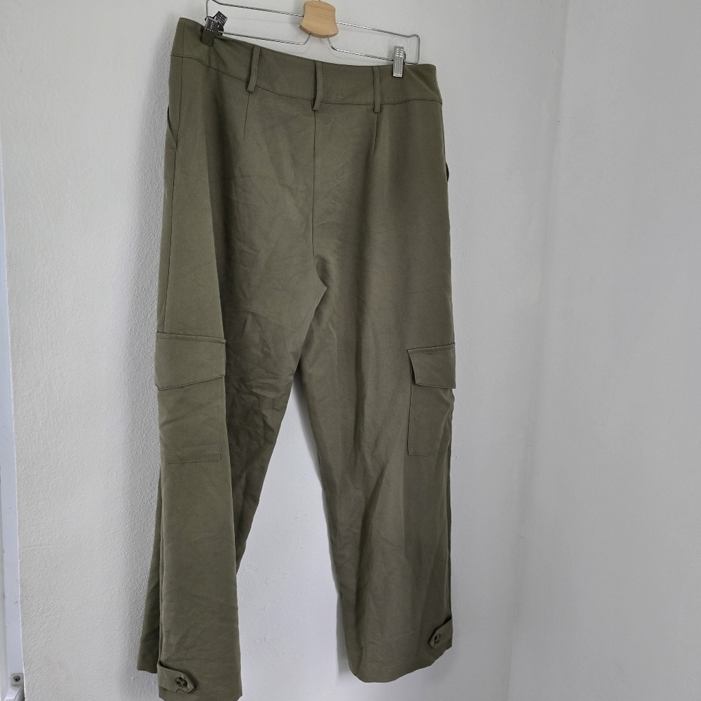 And Now This Olive Green Wide Leg Cargo Pants Large - Picture 11 of 15